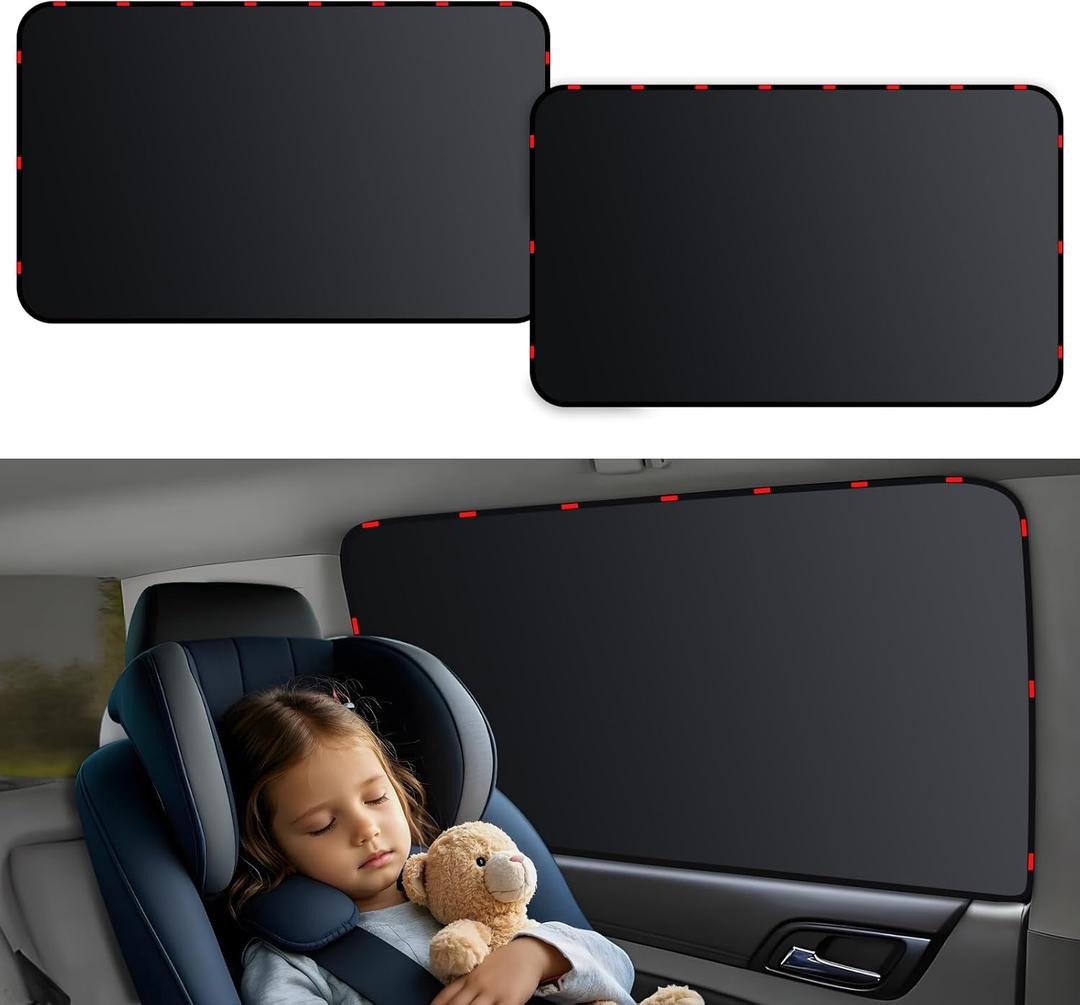 ZATOOTO Car Window Shade for Baby Car Privacy Shades Full Blackout Car Window Covers for Back Window Magnetic Side Window Shade Universal Cool Down Your Car Great for Traveling, Camping Privacy (Blackout (Rear)-2pcs)