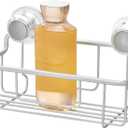 InterDesign Metro Rustproof Aluminum Turn-N-Lock Suction, Bathroom Shower Caddy Basket for Shampoo, Conditioner, Soap - Silver
