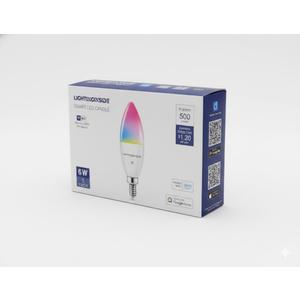 Lightinginside E12 Smart Light Bulbs 60W Equiv., Work with Alexa/Google Home/Smart Life, 500LM 6W RGBCW Candle Candelabra LED Light Bulbs, No Hub Required, 2.4G WiFi Bluetooth Bulb, ETL Listed, 5PCS