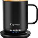 Kepwam Heated Coffee Mug T1-14oz Fast Heating & Longer Battery Life Self Heating Coffee Mug Hot to 149 - Touch & App Controlled Mug Coffee and Hot Beverage Warmer, Gifts for Women and Men (Black)