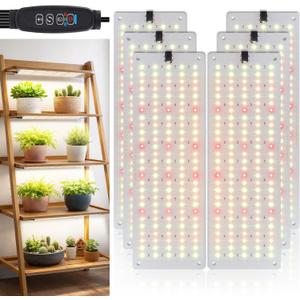 LBW Plant Grow Light, 810 LEDs Full Spectrum Plant Lights for Indoor Growing, Ultra-Thin Panel Grow lamp for Under Cabinet Plant4/8/12H Timer, 3 Lighting Modes, 10 Dimmable Levels, 6 Packs