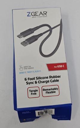 6-Foot Silicone Rubber Sync for USB C+6-Foot Silicone Rubber Sync for Lightning Tip