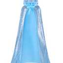 Suhine Halloween Sequins Women Princess Hooded Cape Costume Shiny Fairy Mermaid Cloaks for Cosplay Party God Christmas(Blue,160 cm)