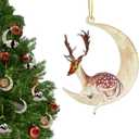 2 x Christmas Tree Decorations, Acrylic Christmas Tree Ornaments, Double-Printed Animal Hanging for Christmas Tree, Home Decor, Children's Gifts (Deer)