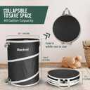 Rachmi 40 Gallon Collapsible Trash Can 2-Pack | Reusable Outdoor Pop-Up Yard Waste Leaf Bag Garden Garbage Bin for Camping, Black