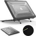 SEYMAC stock Case for MacBook Pro 14 inch, Shock-Absorbing Protection with Folding Stand &Mouse Pad Case for MacBook Pro 14 inch, Black