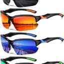 Sports Polarized Sunglasses for Men Cycling Running Fishing UV Protection Sun Glasses Lightweight Half Frame Goggles (4pcs-white Black+red+green+blue)