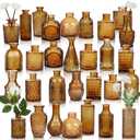 Liengoron Bud Vase Set of 30 in Bulk Amber Glass Bud Vase 30 Pack Bud Vases for Centerpieces Vintage Amber Mini Flower Vases for Home Centerpieces Wedding Decorations