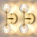 HAIXIANG 20W LED 2 Packs Wall Sconces Crystal Glam Wall Light Interior Lighting for Dining Living Bedroom Wall Gold Vanity Lighting Fixture with 3000K Warm Light G9 Bulbs