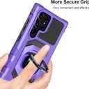 Heavy Duty Protection Case for Samsung Galaxy S22 Ultra Phone Case with Built-in Screen Protector, Military Grade Shockproof 360 Degree Metall Ring Kickstand Travel Cover Shell (Purple)