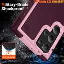 Heavy Duty Case for Samsung Galaxy S22 Ultra 6.8 Inche, 4 Corners with Airbags[12ft Drop Protection], Non-Slip Textured Grip Bumper Support Wireless Charging Drop Resistant Case -Rose/Pink
