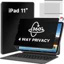 360 Magnetic Privacy Screen Protector for iPad Pro 11" Air 5th/4th(2018-2022) 10.9In, Landscape+Portrait Privacy Filter Removable Bubble-Free Film, Sensitivity Shield Apple Pencil & Case Friendlly