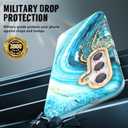 SHEDEER for Samsung Galaxy S24 Case with Glitter Camera Protector & Screen Protector, Samsung S24 Case Chic Anti-Yellowing Pattern, Shockproof Drop Protection Phone Cover S24 6.2'', Starlight Blue