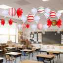 Riakrum 12 Pcs Christmas Candy Paper Lanterns 10 Inch Red Green White Christmas Hanging Paper Lantern Decorations Craft Sets for Xmas Party Supplies Indoor Outdoor Decor