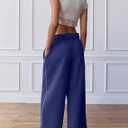 IWD Wide Leg Sweatpants for Women High Waisted Baggy Lounge Pants Interior Drawstring Sweat Pants with Pockets (Blue, L)