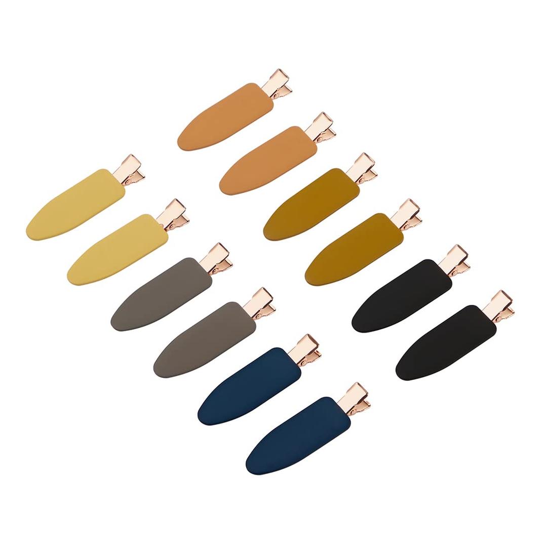minihope 12 pieces No Bend Hair Clips, No Crease Curl Pin Clips for Makeup Application2022 style, non-slip. Hair won't get caught between plastic attached to metal (Morandi)