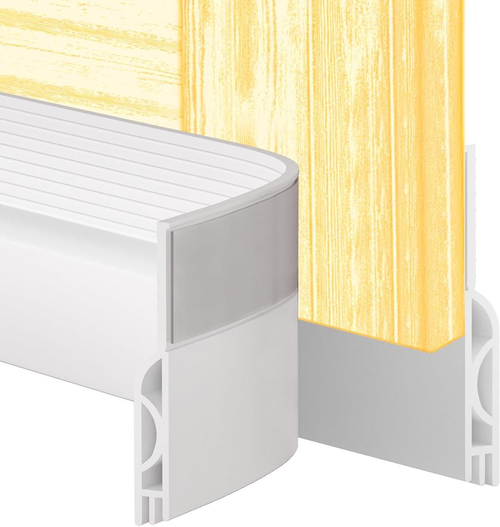 2 x Door Draft Stopper,Door Sweep for Bottom of Door,Weather Stripping Door Seal Draft Guard Blocker Noise Cold Air Insulation Soundproofing for Exterior Interior Home Improvement(White, 39")