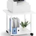 MARTY 22"x15.75" Large Under Desk Printer Stand with Storage Shelf 2-Tier Rolling Printer Cart with Wheels Printer Table for Home Office Heavy Duty Storage Rack for Scanner Fax Machine, White