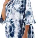 KFUBUO Surf Poncho Changing Towel Swim Robe with Pocket Plus Size Terry Cloth Swim Cover Up for Women Towel Poncho Hoodie, One Size (Tie-dye Navy)