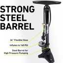 Vibrelli Vibrelli Bike Floor Pump with Gauge - High Pressure 160 PSI - Presta Valve Bike Pump Automatically Switches to Schrader - Bicycle Pump Comes with Glueless Puncture Kit
