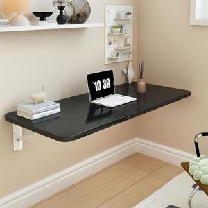 Wall Mounted Folding Table,Floating Wall Desk for Small Spaces,Functional Fold Down Table for Home Laundry Room, Office Study Work Bench, Kitchen Dining (Black, 100x50cm / 39.419.7inch)