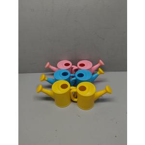 Meooeck 6 Pieces Plastic Watering Can for Kids Small Beach Toy Watering Can Toys for Childs Toddler Boys Girls Water Play Outdoor Gardening Play Time Practical Use, Yellow, Pink, Blue