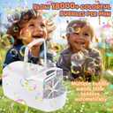 Bubble Machine, Automatic 18000+ Per Minute Big Bubbles Blower Maker for Kids Toddlers with 2 Speeds,6 Wands,Operated by Plugin or Batteries for Outdoor/Indoor Birthday Parties,Wedding (White), 5x9x4 inches