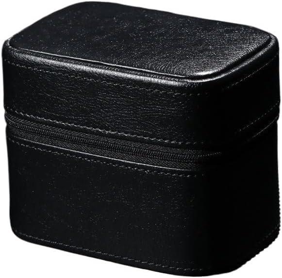 Leather Watch Travel Case - 2 Slot Watch Case with Soft Lining and Accessories Compartment Box (Black)
