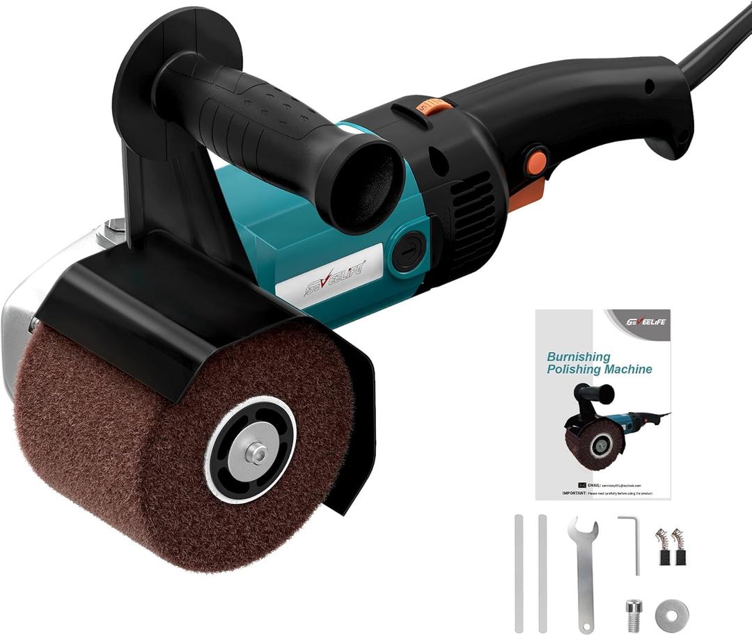 Surface Conditioning Tool 1400W, Burnishing Polishing Machine with 8 Variable Speed, Electric Handheld Stainless Steel Polisher Set, Metal Burnishing Machine Kit with Burnishing Wheel, Blue