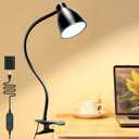 BOHON Desk Lamp 3 Color Modes 10 Brightness Dimmer Reading Light 10W 38 LED Clamp Lamp with Auto Off Timer 360 Flexible Gooseneck Clip on Light for Bed Bedside, AC Adapter Include