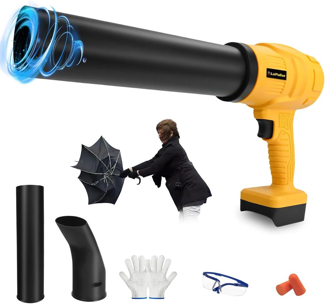 Cordless Leaf Blower Compatible with Dewalt 20V Max Battery, 32000RPM Brushless Electric Handheld Blower, 600W Air Blower with Extended Nozzles for Snow Cleaning, Yard, Leaves, Dust, Lawn(Tool Only)