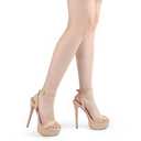 MERUMOTE Women's Platform Heels Sky High Heel Sandals Party Bridal Evening Shoes Nude US7