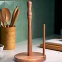 Farmhouse Acacia Wood Paper Towel Holder Countertop, Weighted Base for Kitchen & Bathroom, One-Handed Operation, EPTH, Wooden Standing Towel Roll Organizer, for Standard & Jumbo Rolls (Large)