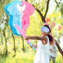 Sratte 4pcs 12.6 x 12 Inches Baby Gender Reveal Piata Set with Confetti Stick Blindfold Pink Blue Pajama Piata Girl Gender Reveal Decorations Party Supplies for Boy Baby Shower