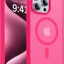 Magnetic for iPhone 15 Pro Max Case, [Compatible with MagSafe][Military-Grade Drop Protection][Anti-Yellowing] Shockproof Translucent Matte Cover for iPhone 15 Pro Max Phone Case,Hot Pink