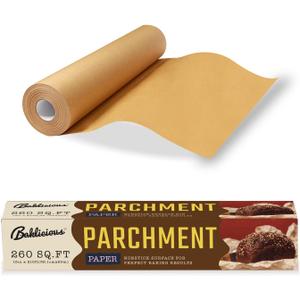 Unbleached Parchment Paper Roll for Baking, 15 in x 210 Ft, 260 Sq.Ft, Non-stick Baking Paper, Food Grade Cooking Paper for Bread, Cookies, Heat Press, Oven, Air Fry
