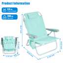 SUNNYFEEL Low Beach Chair 2 Pack, 5-Position Lay Flat Reclining, Backpack Portable Folding Chairs with Cooler Bag & Cup Holder, Heavy Duty 350 LBS, Compact for Beach, Camping, Travel