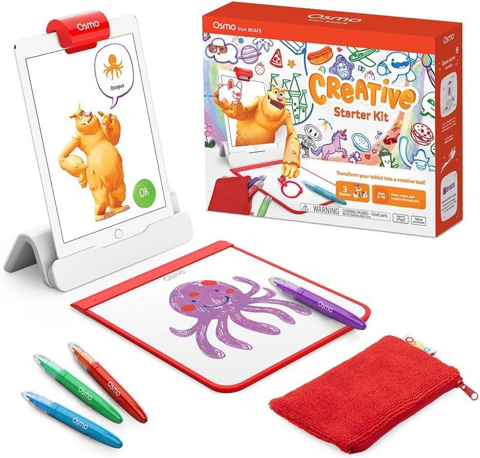 Osmo - Creative Starter Kit for iPad - 3 Educational Learning Games - Creative Drawing & Problem Solving/Early Physics - STEM Toy Gifts for Kid, Boy & Girl - Ages 5 6 7 8 9 10 (Osmo Base Included)