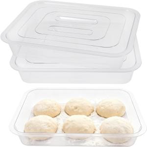 2 Pack Acrylic Proofing Box, Clear Plastic Pizza Dough Tray, Bread Fermentation Storage Boxes, Pizza Dough Proofing Container whit Lid