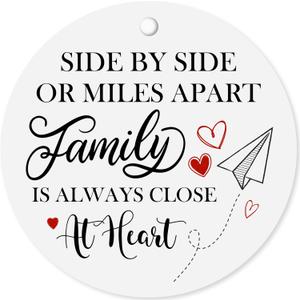 2 x Family Christmas Ornaments Gifts for Mom Dad Sister Brother, Ornaments for Christmas Tree Decorations 2025 - Side by Side Or Miles Apart Family is Always Close at Heart (2.9 Inch)