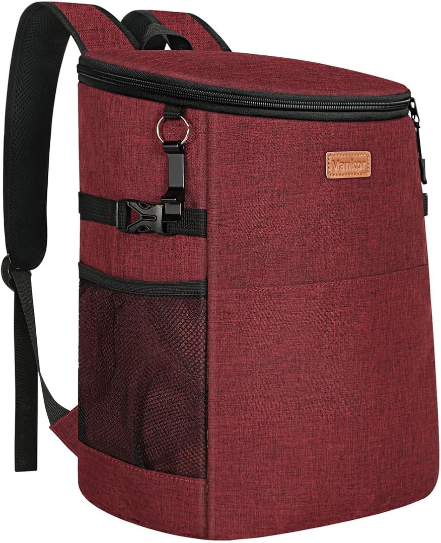 Camping Cooler Backpack 30 45 Cans, Soft Backpack Coolers Insulated Leak Proof Travel Cooler Bag Waterproof Lunch Picnic Beach Work Trip Thermal Bag Drink Beverage Beer Bag Cooler (Wine Red)