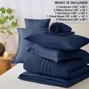 CozyLux King Size Comforter Sets - 7 Piece Bed in a Bag Navy Blue Comforter Set with Sheets Bed Set All Seasons, Soft Bedding Set with Down Alternative Comforter, Sheets, Pillowcases & Shams