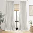 96 Inch Long Pinch Pleated Linen Curtains 2 Panels for Living Room Bedroom Natural Thick Linen Drapes 96 Inches Semi Sheer Pinch Pleat Sliding Door Curtains Ivory Cream Neutral Boho Window Treatments