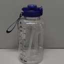 AQUAFIT Half Gallon Water Bottle with Time Marker - Straw & Chug Lid - BPA Free Gym Water Bottle with Straw - Big Gallon Jug (Clarity, 64 oz - 2in1 Lid)