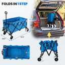 Zeraty Beach Wagon with Big Wheels for Sand, Heavy Duty All Terrain Wagons Carts Foldable with Solid 9" Tires, 300L Oversized Capacity & 330 LBS Load, Beach Cart for Outdoor & Camping, Blue