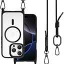 MAGEASY Case for iPhone 16 Pro 6.3" - Case with Crossbody Strap, 16ft Drop Protection, Compatible with MagSafe | Roam M (Black)