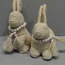 2 Pack Easter Bunny Figurines Decor, Rabbit Figurine Table Decorations, Spring Bunnies Decoration Cotton Woven Statue for Home Indoor Centerpieces Fireplace Farmhouse Gifts (Beige)