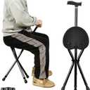Cane with Seat, Folding Walking Cane Chair with LED Light, Height Adjustable Lightweight Aluminum Walking Stick with Seat, Portable Seat for Seniors & Adults