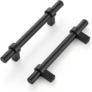 Home Expert 10 Pack Cabinet Handles 3-3/4 Inch Black Cabinet Pulls Matte Black Kitchen Cabinet Handles Drawer Pulls with Square Base Kitchen Cabinet Hardware 6 Inch Overall Length