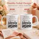 Funny Gifts for Women Men, Literally Insane Mug, Sarcastic Office Humor Gift, Funny Coworker Gag Gift for Friends Boss Employees, Birthday Christmas White Elephant Gift